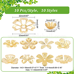 100 Stück 10 Stile Messingperlenkappen für DIY Haarschmuck&nbsp;KK-PH0005-72