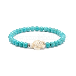 Bracelet extensible en perles sur le thème de l'océan turquoise synthétique (teint)&nbsp;BJEW-JB08577
