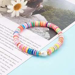 Set di bracciali elasticizzati con perline di argilla polimerica heishi&nbsp;BJEW-JB06176