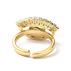 Anneau de manchette ouvert mauvais œil au chalumeau avec zircone cubique transparente&nbsp;RJEW-L104-02G-03