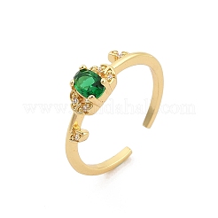 Offene Manschettenfingerringe aus Messing mit Mikropflaster und Zirkonia für Damen&nbsp;RJEW-M028-104G