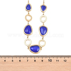 Collares de cadena con eslabones de anillo en forma de lágrima de acero inoxidable 304 y vidrio azul para mujer&nbsp;NJEW-D326-03G