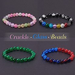 Perle di vetro crackle verniciate a spruzzo&nbsp;CCG-PH0002-01-6mm