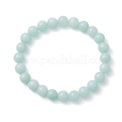 Bracelets extensibles en perles rondes de jade naturel teint de Malaisie pour femmes et hommes&nbsp;BJEW-JB13441