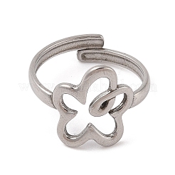 Anello polsino in acciaio inossidabile 304 anti-ossidazione a forma di fiore cavo per donna&nbsp;RJEW-G322-07P