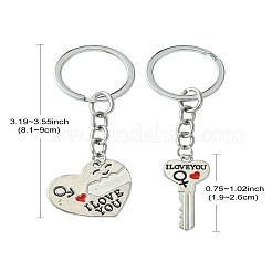 Porte-clés fendu en alliage clé et cœur pour la Saint-Valentin&nbsp;KEYC-YW00054