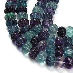 Fili di perline intagliate di fluorite naturale&nbsp;G-L634-O02-02