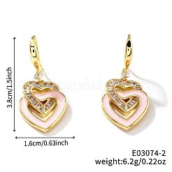 Eleganti orecchini pendenti in ottone a doppio cuore alla moda&nbsp;OA6431-2