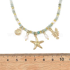 Collana da donna con ciondolo a forma di conchiglia di stella marina in ottone e lega&nbsp;NJEW-JN06418