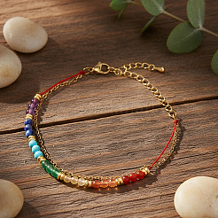 Doppellagige Armbänder mit 7 Chakra-Perlen aus synthetischem Türkis&nbsp;CC9331-2