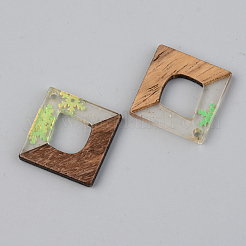 Pendentifs en résine transparente et bois de noyer&nbsp;RESI-S389-024A-D01