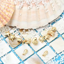 12 pièce 6 styles de perles en laiton plaquées&nbsp;KK-CJ0005-86