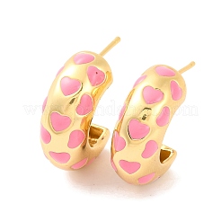 Herz-Ohrstecker aus Messing und Emaille für Damen&nbsp;EJEW-U015-01G