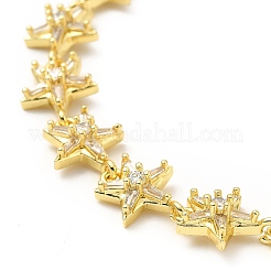 Bracciale a catena a maglie di stella con zirconi cubici trasparenti&nbsp;BJEW-A132-16G