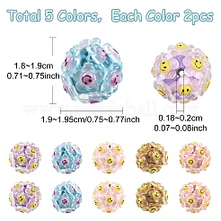 10 Stück 5 Farben Polymer Clay Strassperlen mit Harz&nbsp;RESI-YW0005-99