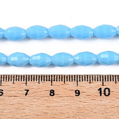 Opaque couleur unie imitation jade perles de verre brins&nbsp;EGLA-A037-P6x8mm-D03