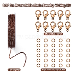 Kit per la creazione di gioielli con catena di cavi in ottone fai da te da 3 m&nbsp;DIY-YW0005-75R