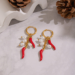 Boucles d'oreilles créoles en acier inoxydable 304 couleur piment fort&nbsp;LS-CA2764
