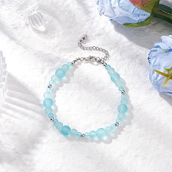 3 bracciale con perline di vetro trasparente satinato in 3 colori per donna&nbsp;BJEW-JB12136