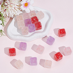 20 pieza de cuentas de rhinestone de resina en forma de cubo drusy de 4 colores&nbsp;RESI-PA0001-43A