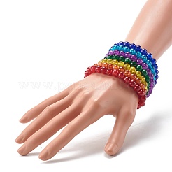 Set di bracciali elasticizzati con perline rotonde in vetro craquelé verniciato a spruzzo&nbsp;BJEW-JB06481