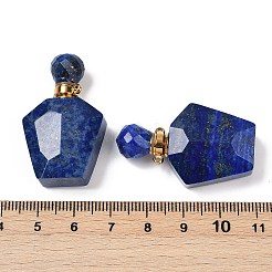 Natürliche Lapislazuli zu öffnende Parfümflasche Anhänger&nbsp;G-I381-02G-06