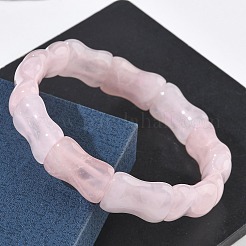 Stretch-Armbänder aus Bambus mit natürlichen Rosenquarzperlen für Damen und Herren&nbsp;BJEW-K304-01M