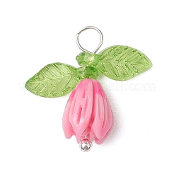 Pendenti con perline di fiori di rosa in resina opaca&nbsp;PALLOY-JF03592