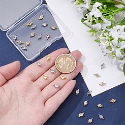30 Stück 3 Farben Messing Zirkonia flach rund Verbinder Charms&nbsp;KK-UN0005-07