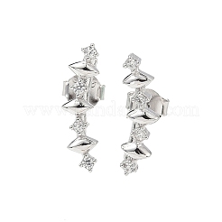 925 orecchini a bottone in argento sterling con zirconi cubici trasparenti&nbsp;EJEW-Q032-01G-P