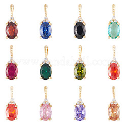 11 pièces 11 couleurs laiton micro pavé pendentifs zircone cubique&nbsp;KK-TA0001-97