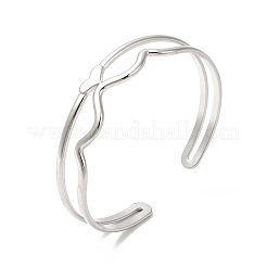 Anlaufgeschützte Armreifen aus 304 Edelstahl mit Herz-Wellen-Motiv&nbsp;BJEW-L682-028P