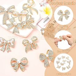 10 Stück 10 Stile Bowknot Legierung Strass Broschen&nbsp;JEWB-CJ0001-76