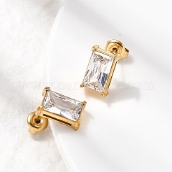 Pendientes rectangulares de acero inoxidable 304 con rhinestone&nbsp;EJEW-K268-51G