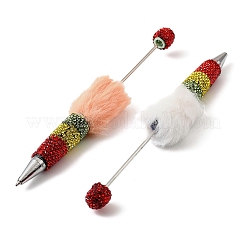 Perlenstift aus Polymerton mit Strassen und Plüschpompon&nbsp;AJEW-B108-04