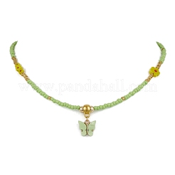 Collares de cuentas de vidrio y flores hechos a mano con lampwork&nbsp;NJEW-MZ00065-02