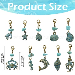 10 pendentif décoratif en alliage sur le thème de l'océan&nbsp;HJEW-YW00194