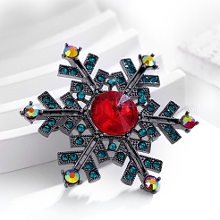 Broches en alliage de zinc et strass en forme de flocon de neige de Noël&nbsp;PW-WG3DC98-01
