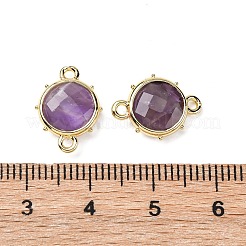 Messing-Anhänger mit natürlichem Amethyst&nbsp;KK-Z096-01G-03