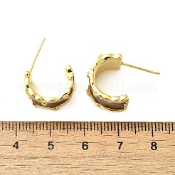 Orecchini a bottone in ottone smaltato&nbsp;EJEW-B120-01G-03