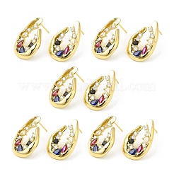 Bunte Zirkonia Twist Teardrop Ohrstecker&nbsp;EJEW-H092-05G