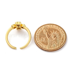 Gestellplattierung Messing Mikropflaster Zirkonia Manschettenfingerringe für Frauen&nbsp;RJEW-M028-96B-G