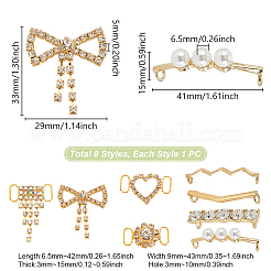 8 pieza de 8 estilos de decoración de zapatos de rhinestone de latón y aleación&nbsp;FIND-GO0003-58