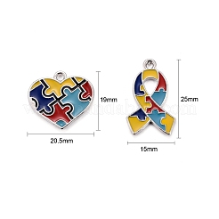 8pcs 2 pendentifs en alliage d'émail de style&nbsp;ENAM-LS0001-09P
