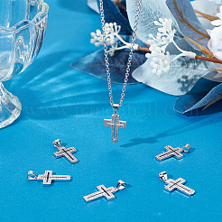 6 pendentif croix en laiton micro pavé de zircone cubique transparente&nbsp;KK-BBC0016-27