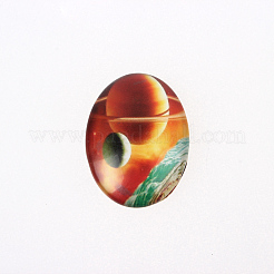 Sternenhimmel bedruckten Glas ovale Cabochons&nbsp;GGLA-N003-18x25-D