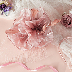 Stirnband mit Schleier aus Netzstoff mit Federn und Blumen&nbsp;MRMJ-WH0077-121