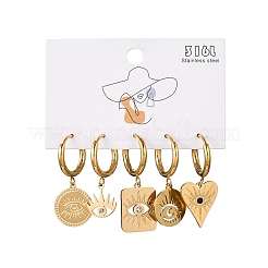 5 paio di orecchini a cerchio con strass in acciaio inossidabile 304&nbsp;EJEW-G447-01G