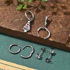 3 paire de boucles d'oreilles créoles et clous d'oreilles de Noël en acier inoxydable 304 pour femmes&nbsp;EJEW-K279-14P