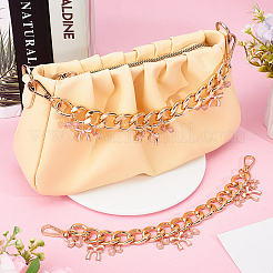2 breloque en alliage émaillé rose en forme de nœud papillon en aluminium pour sac&nbsp;HJEW-BBC0001-28
